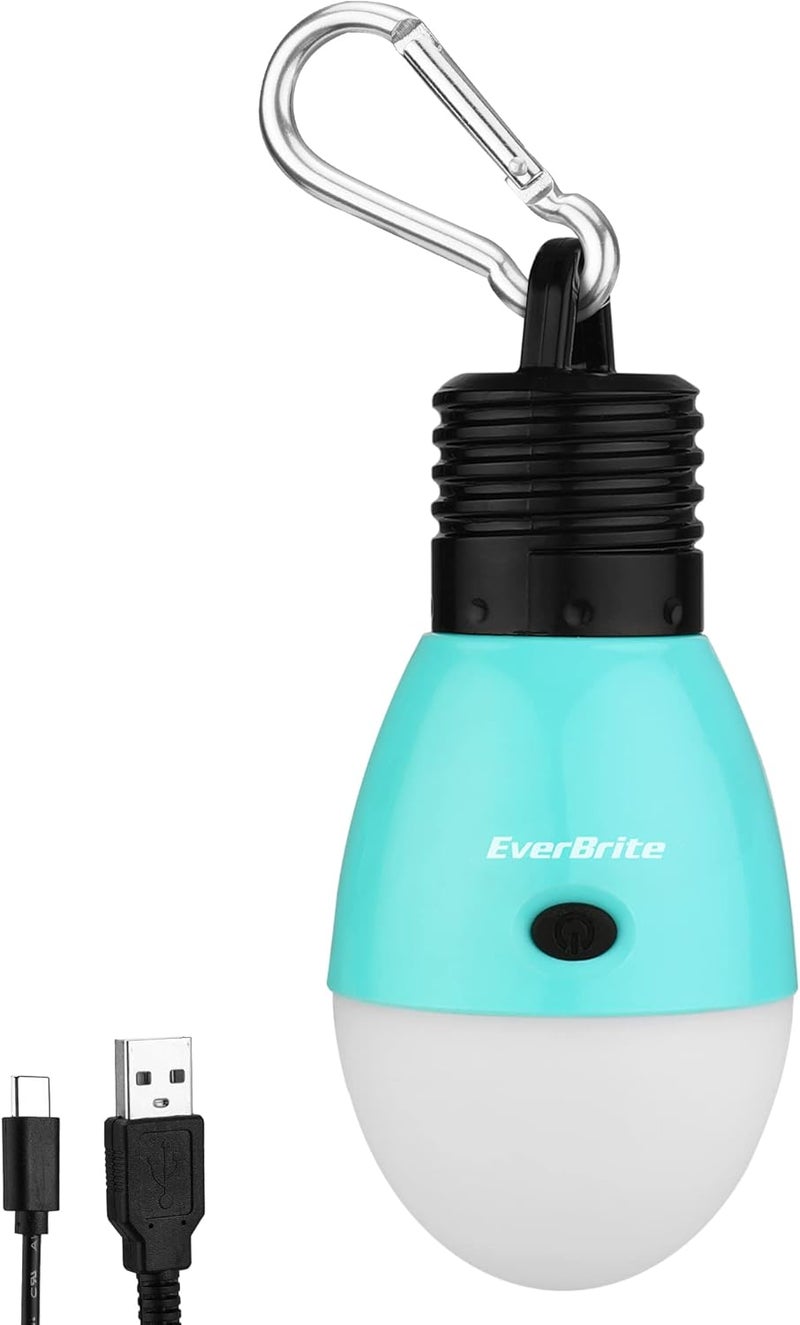 Ever Brite Rechargeable Camping Light, Portable Tent Lantern, 3 Lighting Modes, Hanging Tent Light Bulbs with Clip Hook for Hiking, Fishing, Backpacking, Emergency and More-Blue - Image 1